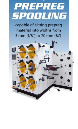 Introducing DRC Prepreg Spooling

Capable of slitting prepreg material into widths from 3mm (1/8") to 20mm (3/4")